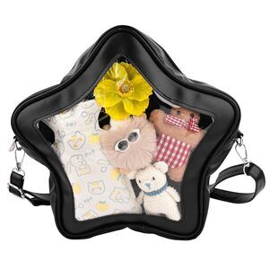 8413 Star Shaped Ita Bag Black Y2K Cross Body Cute Pu Leather Backpack